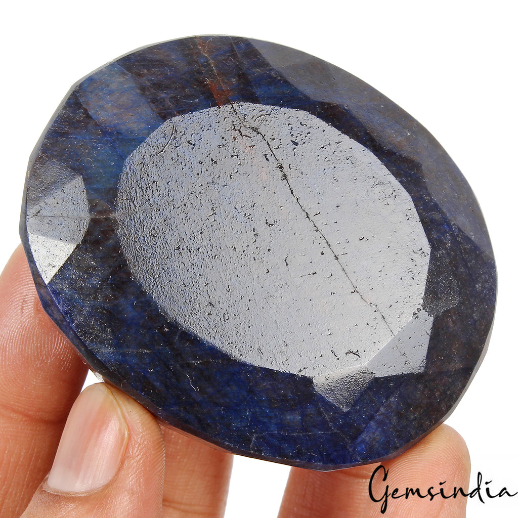 Blue Sapphire Loose Gemstone, Color Enhanced — 68x56x30mm, 1280 Ct, Madagascar