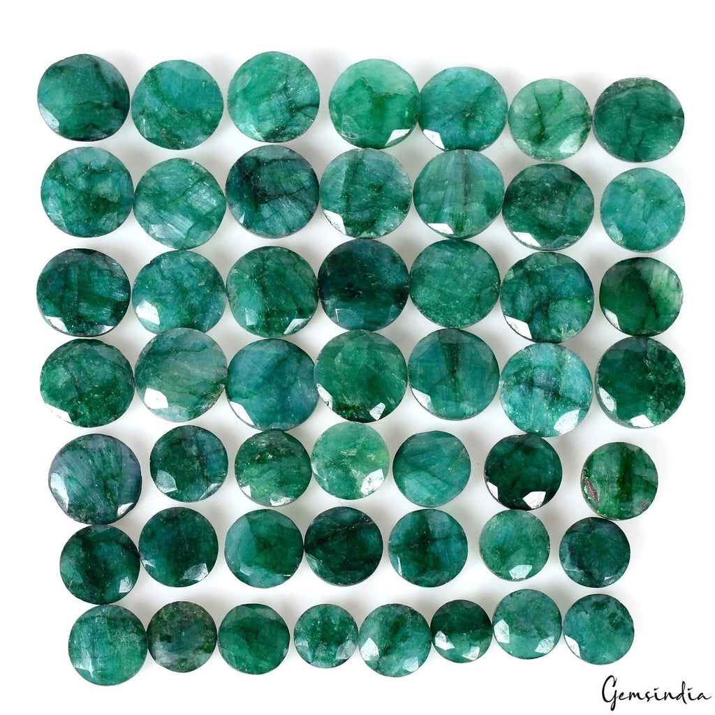 Certified 258.90 Cts/50 Pcs Natural Brazilian Green Emerald Round Cut Gems Lot