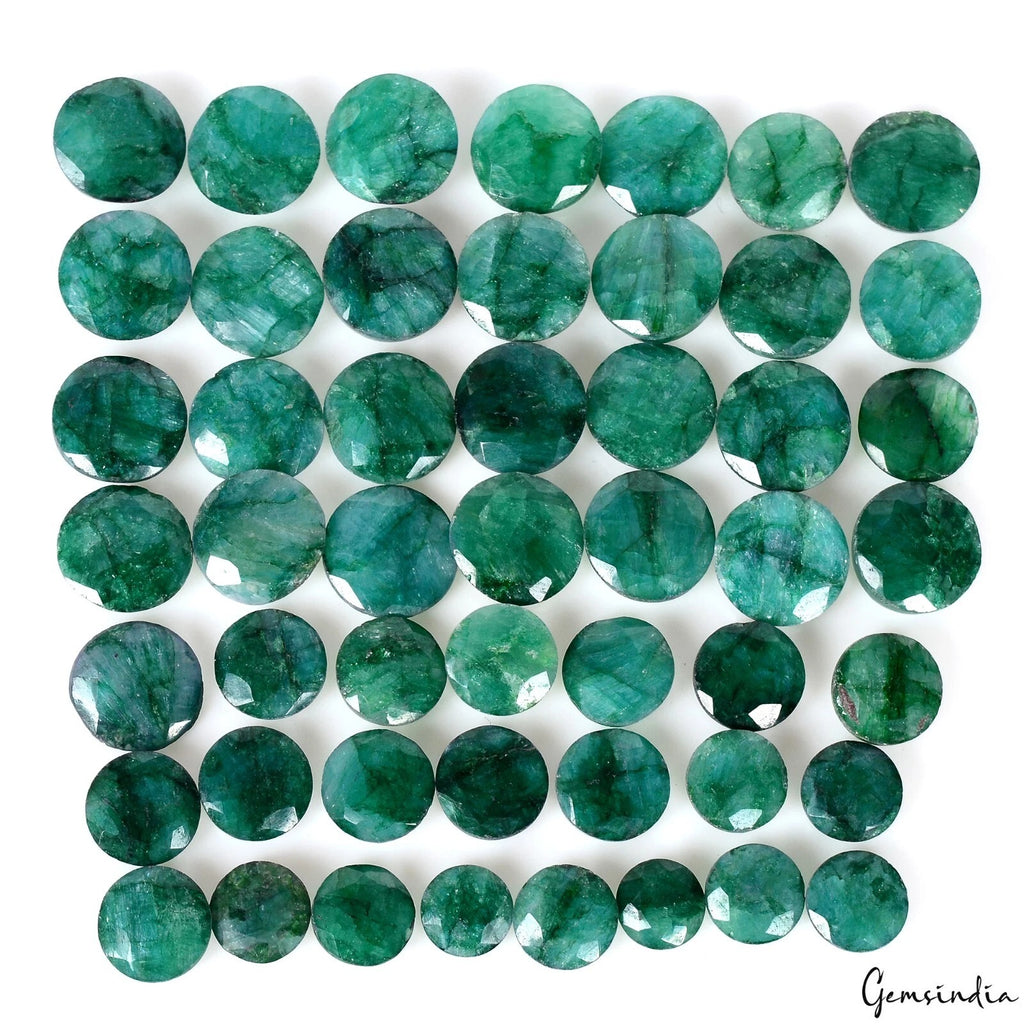 Emerald Lot, Loose Gemstone, Color Enhanced, Green — 50 Pieces, 08mm to 14mm, 258.90 Ct, Brazil