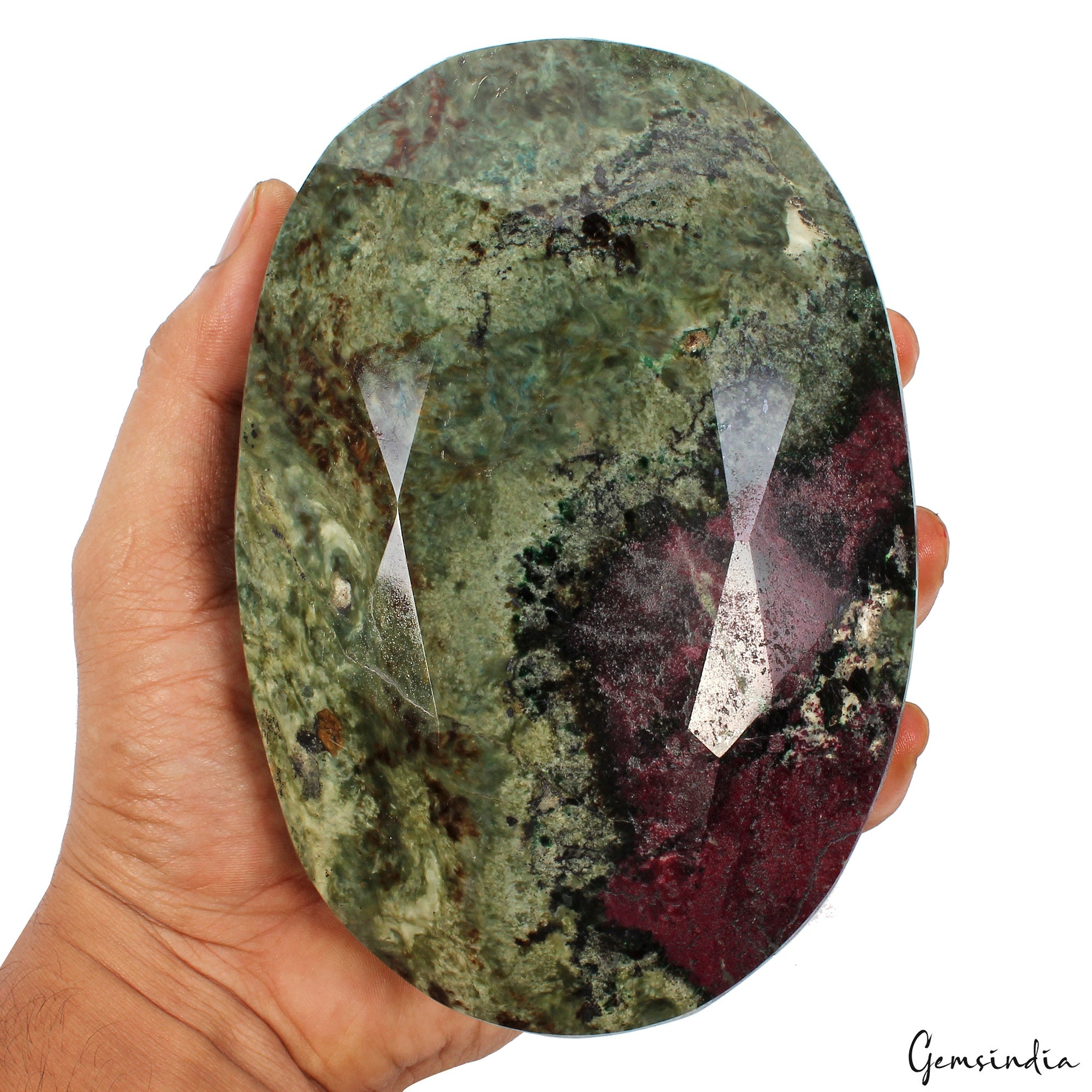 Large 2 Kilo Natural Huge Bi Color Ruby Zoisite Oval Faceted Untreated Gemstone