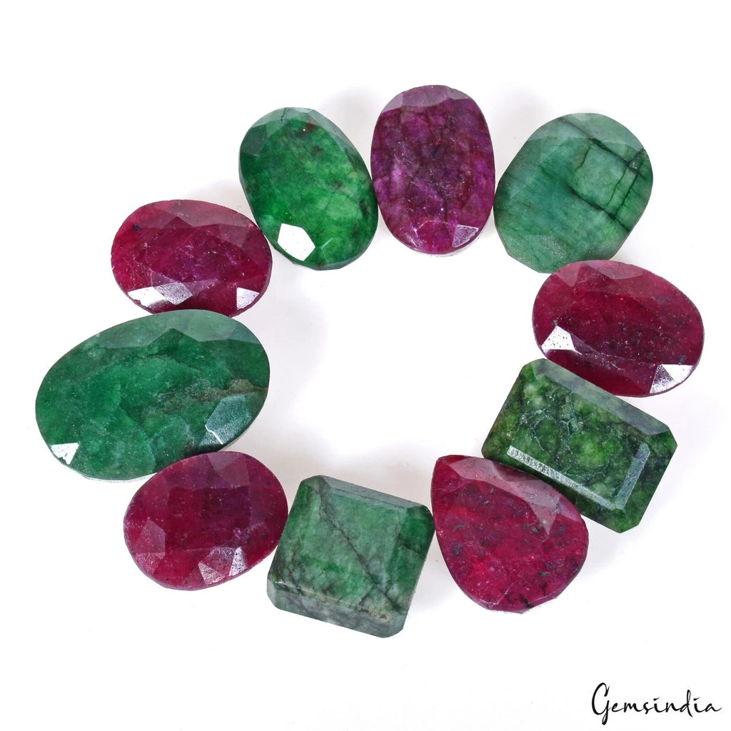 Ruby Lot, Loose Gemstone, Color Enhanced, Red — 10 Pieces, 21mm to 30mm, 380 Ct, Madagascar