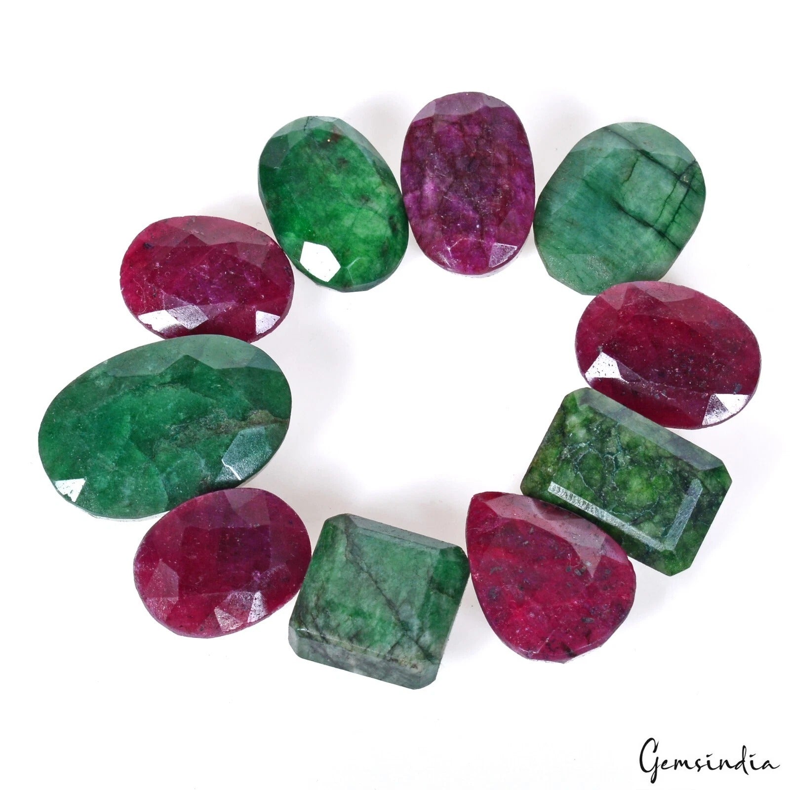 Ruby Lot, Loose Gemstone, Color Enhanced, Red — 10 Pieces, 21mm to 30mm, 380 Ct, Madagascar