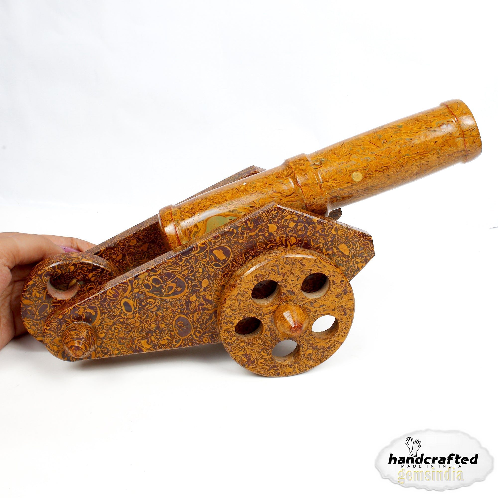 1.64 Kilo Natural Marium Jasper Gemstone Antique Cannon Barrel Hand Carved Model