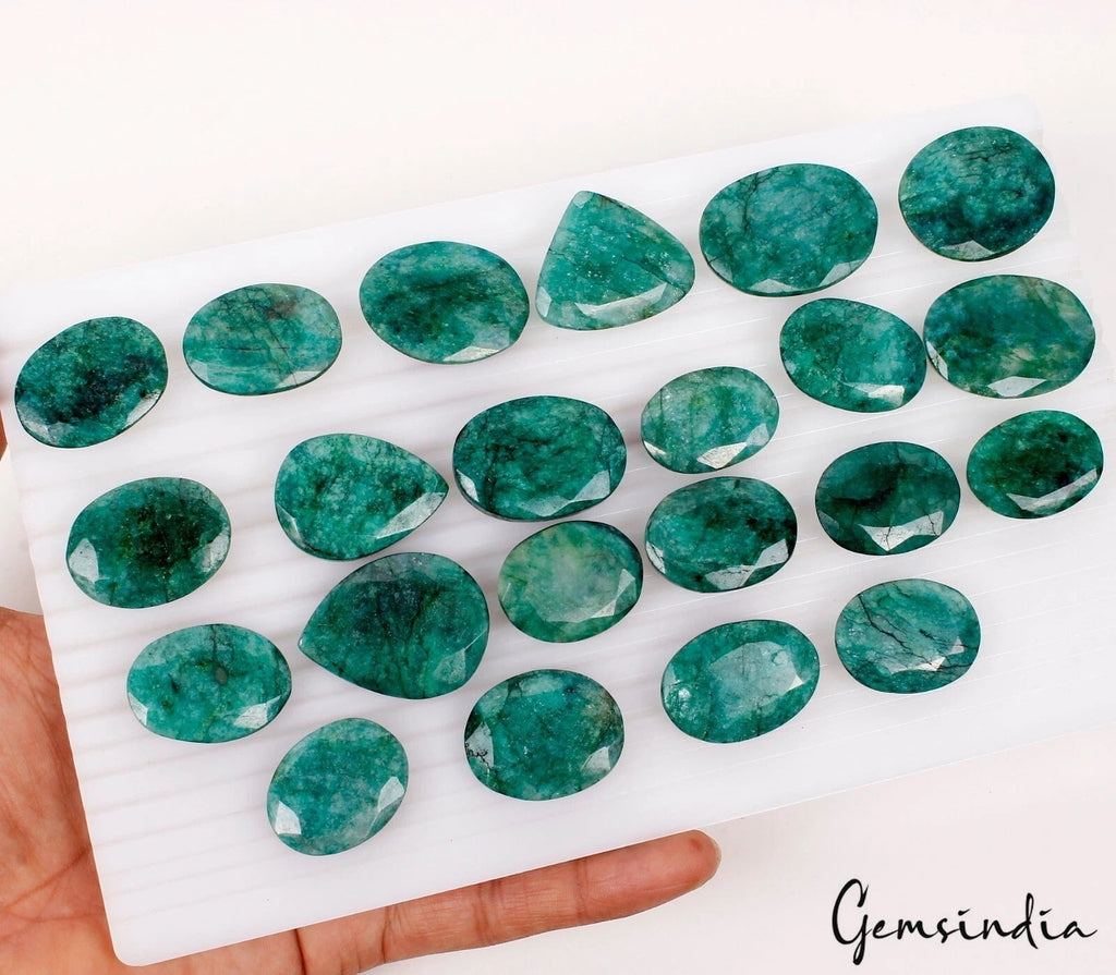 Natural Brazil Green Emerald Mix Faceted Cut Loose Gemstones Lot 980 Ct/26-36mm