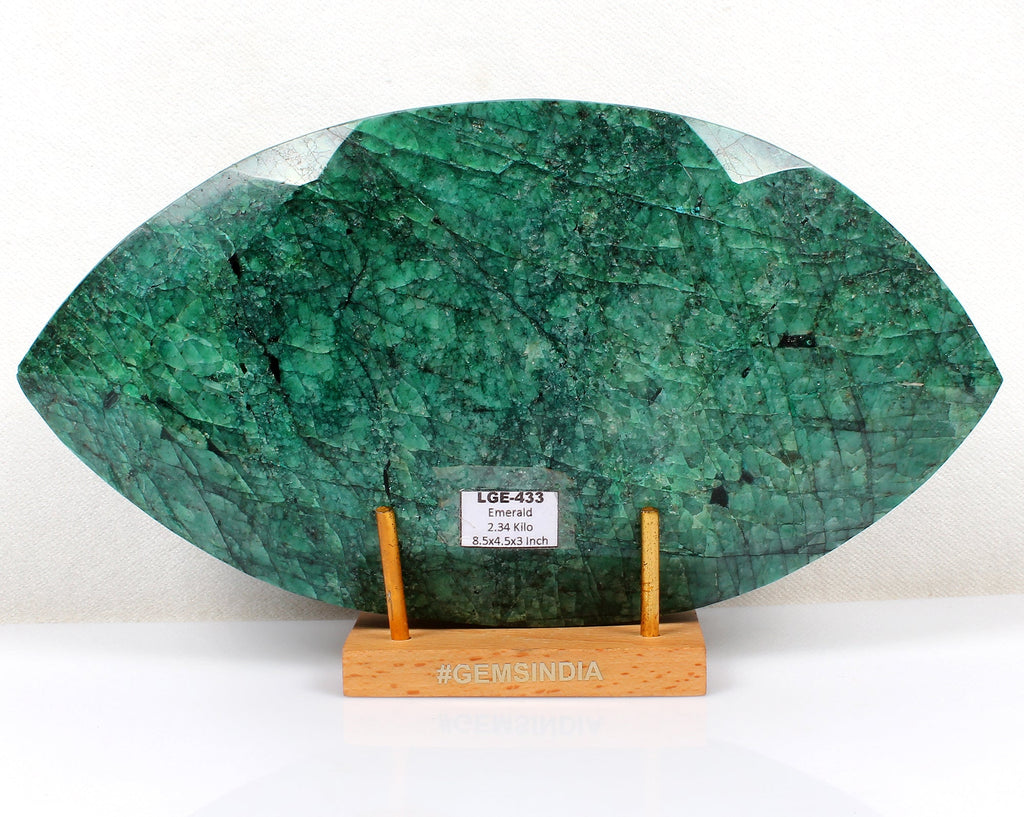 2.3 Kilo Natural Green Emerald Marquise Cut Earth mined Huge Brazilian Gemstone