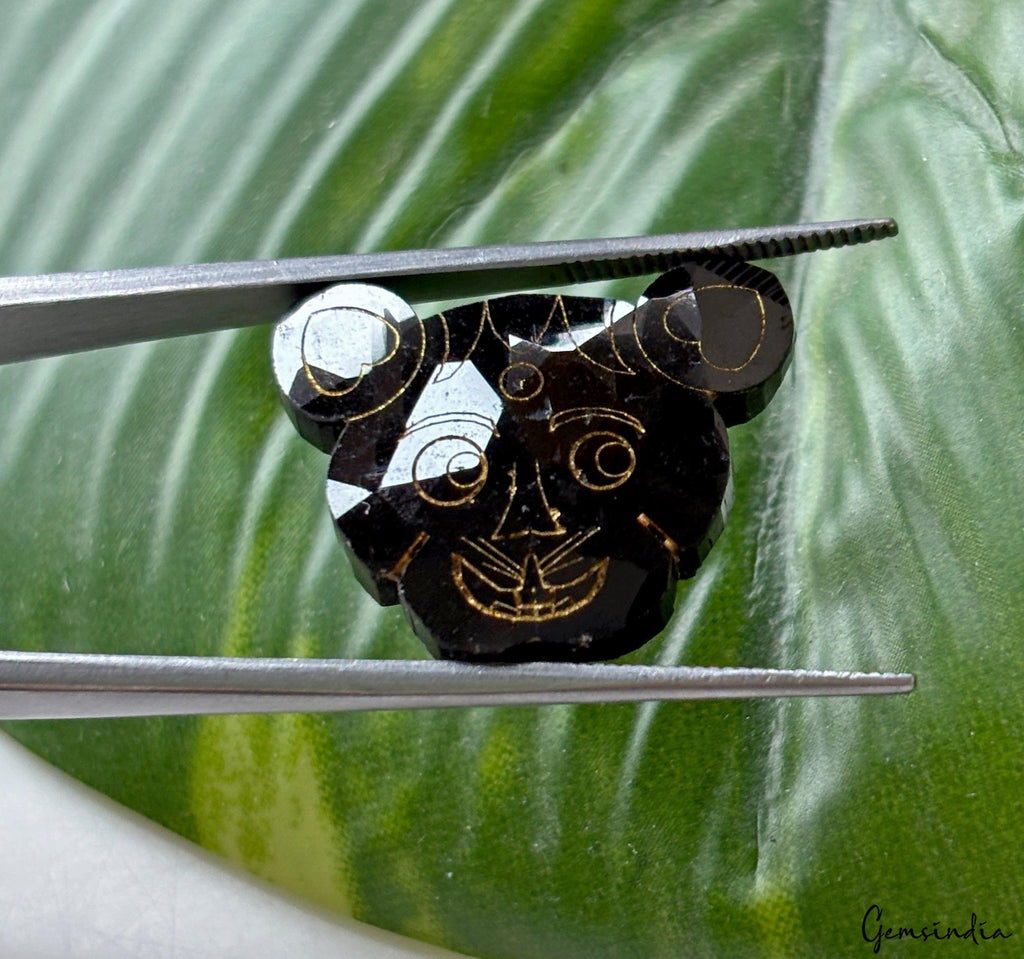 18.5 cts Rare Cat Face Carving Natural Earth Mined Loose Genuine Black Diamond