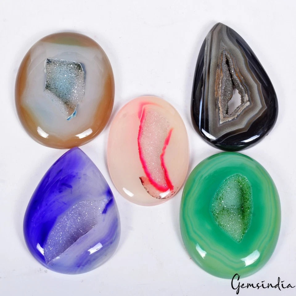 840 Ct Natural Bi-color Druzy Onyx Agate Mix Shape Loose Untreated Gemstones Lot