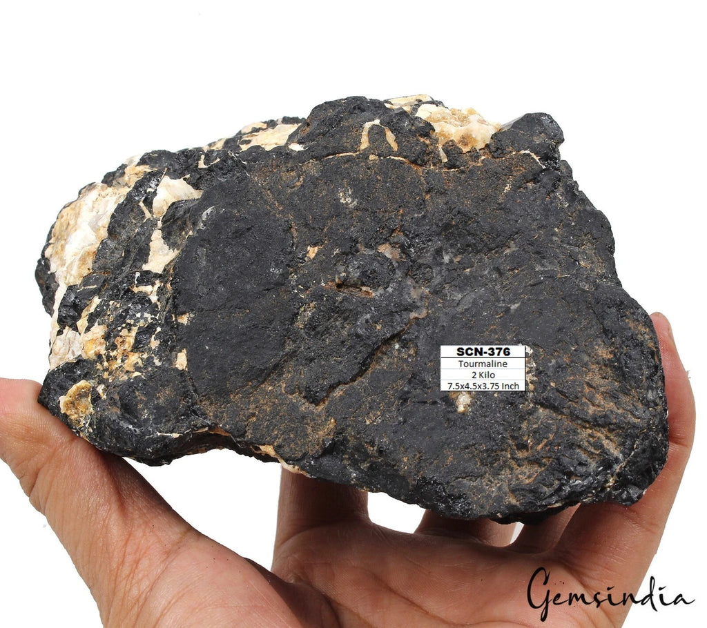 Tourmaline Rough Specimen, Black — 7.5 x 4.5 x 3.75 Inch, 2 Kg (10000 Ct)
