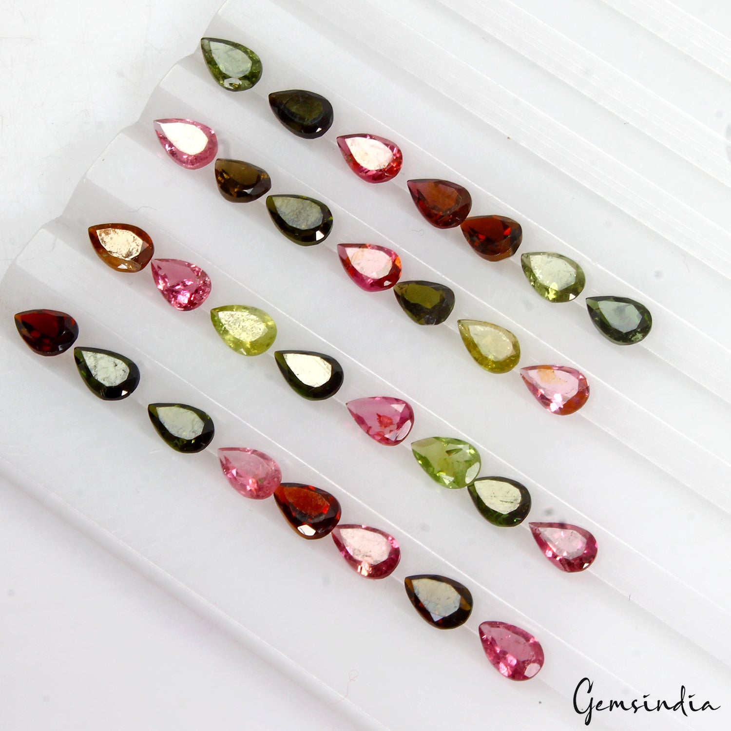 30 Pcs Natural Tourmaline Multi Color 6x4mm Loose Pear Cut Mozambique Gemstones