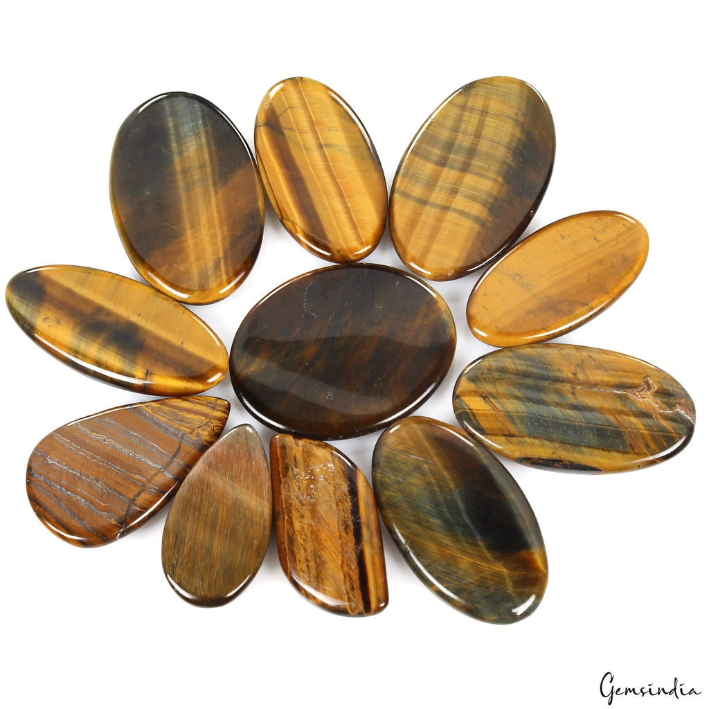 11 Pcs Natural Tiger Eye 31-40mm Mix Huge Cabochon Gemstones Wholesale Lot 440Ct