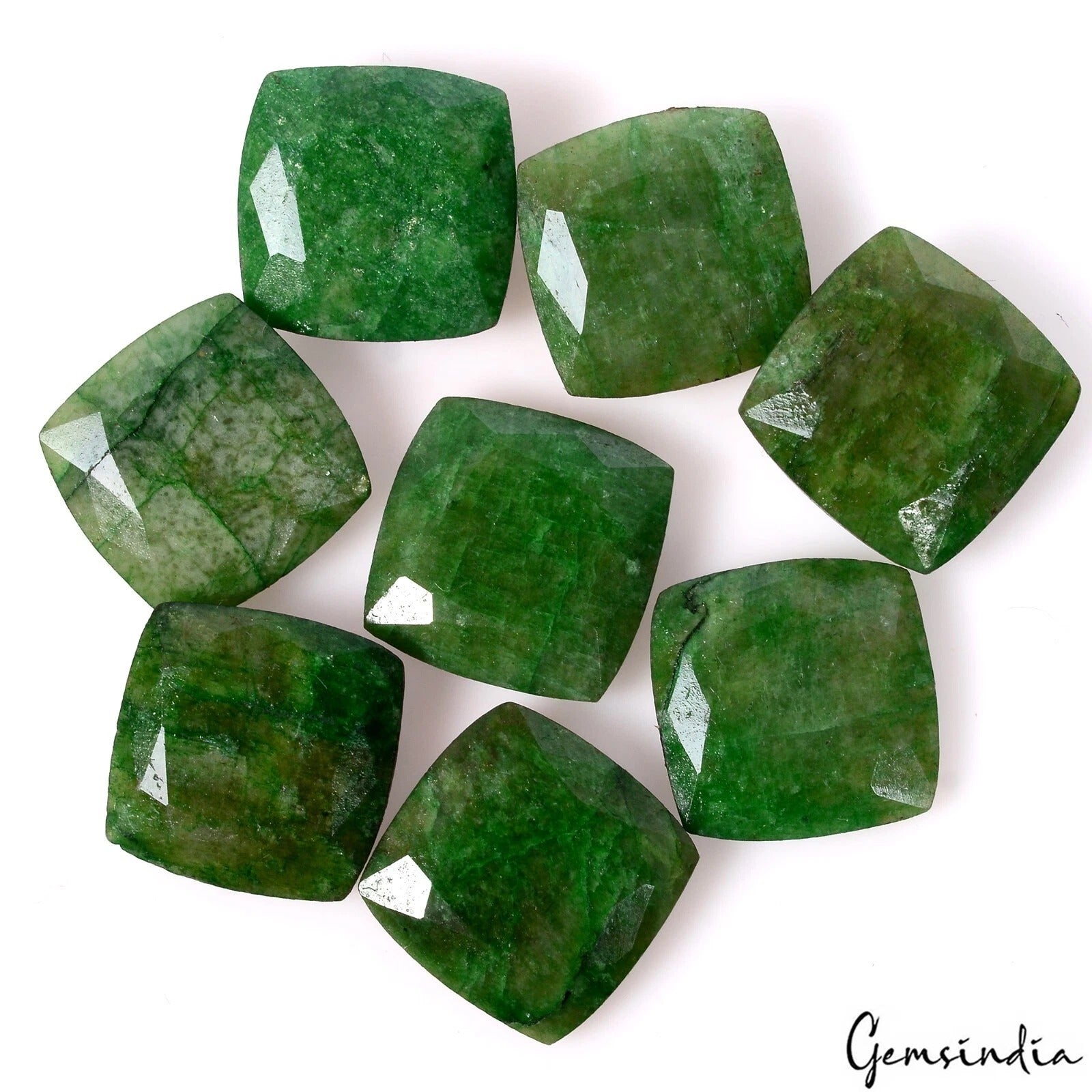 40.90 Ct Natural Green Brazilian Emerald 11mm Cushion Cut Earth Mined Gems Lot