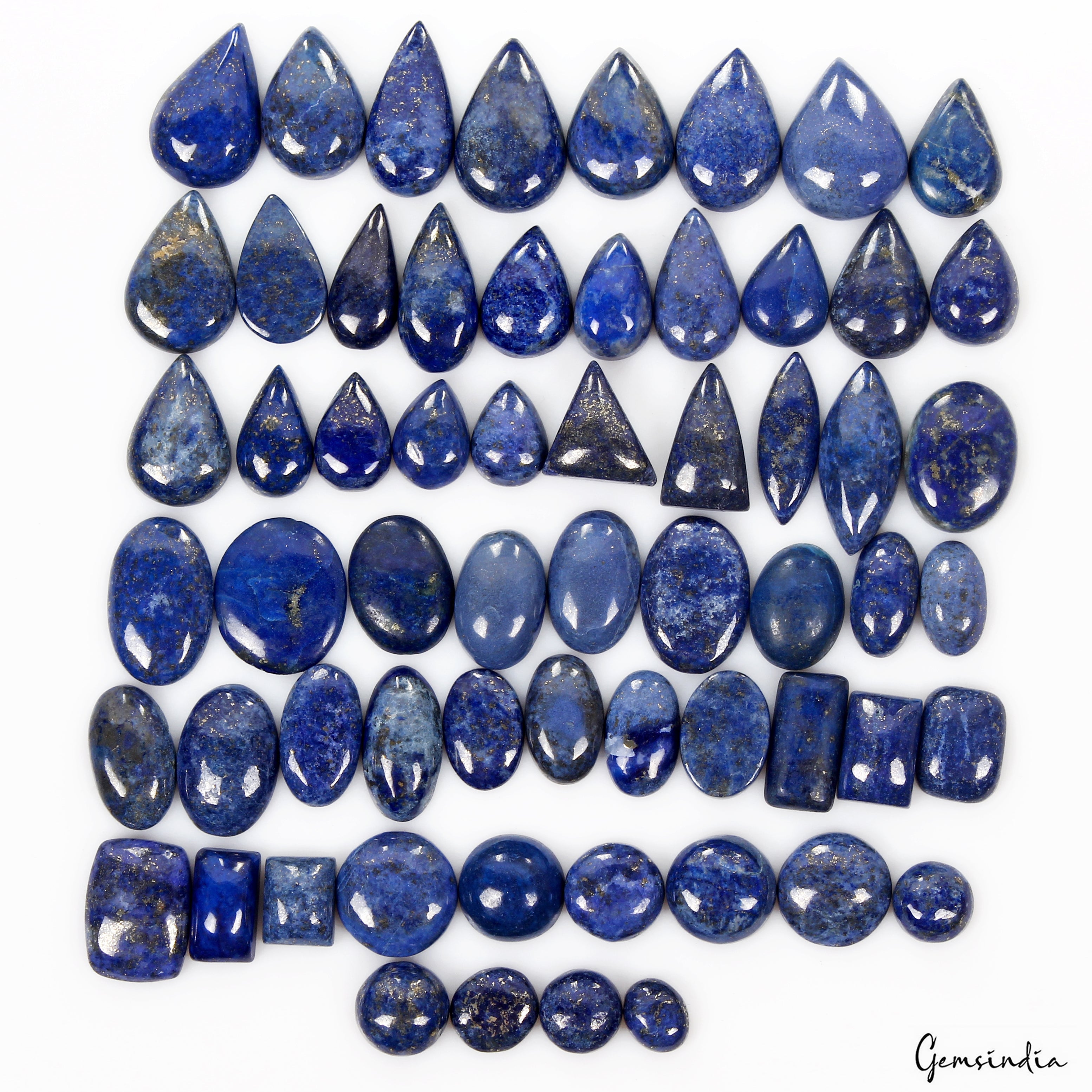 700 Ct/66 Pcs Natural Blue Lapis Lazuli Gold Flecks Mix Cab Loose Wholesale Gems