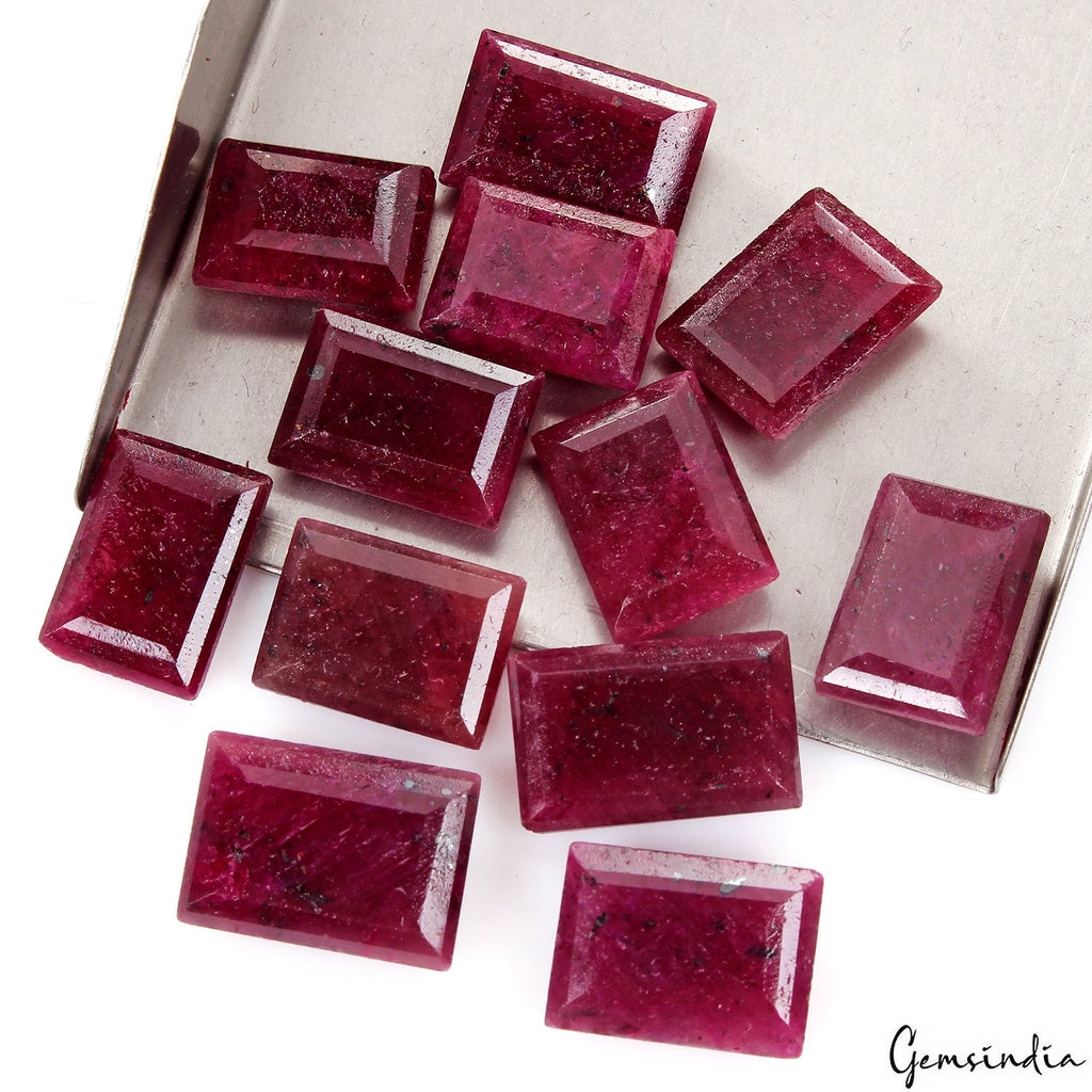 260 Ct/12 Pcs Natural Nice Red Ruby Baguette Cut 17-20mm Loose Gems For Jewelry