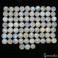 Rainbow Moonstone Lot, Cabochon — 73 Pieces, 9mm to 10mm, 300 Ct