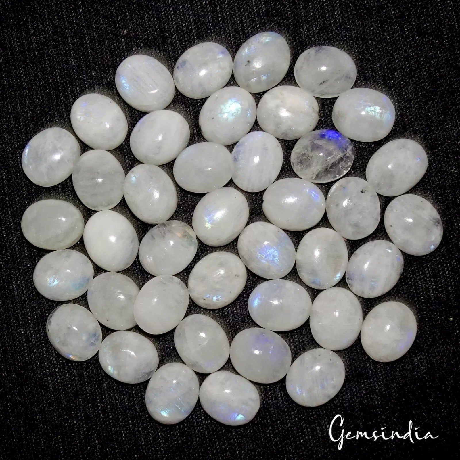 200 Cts/40 Pcs Natural Untreated Blue Shine Moonstone Oval Cab Loose Gems Lot