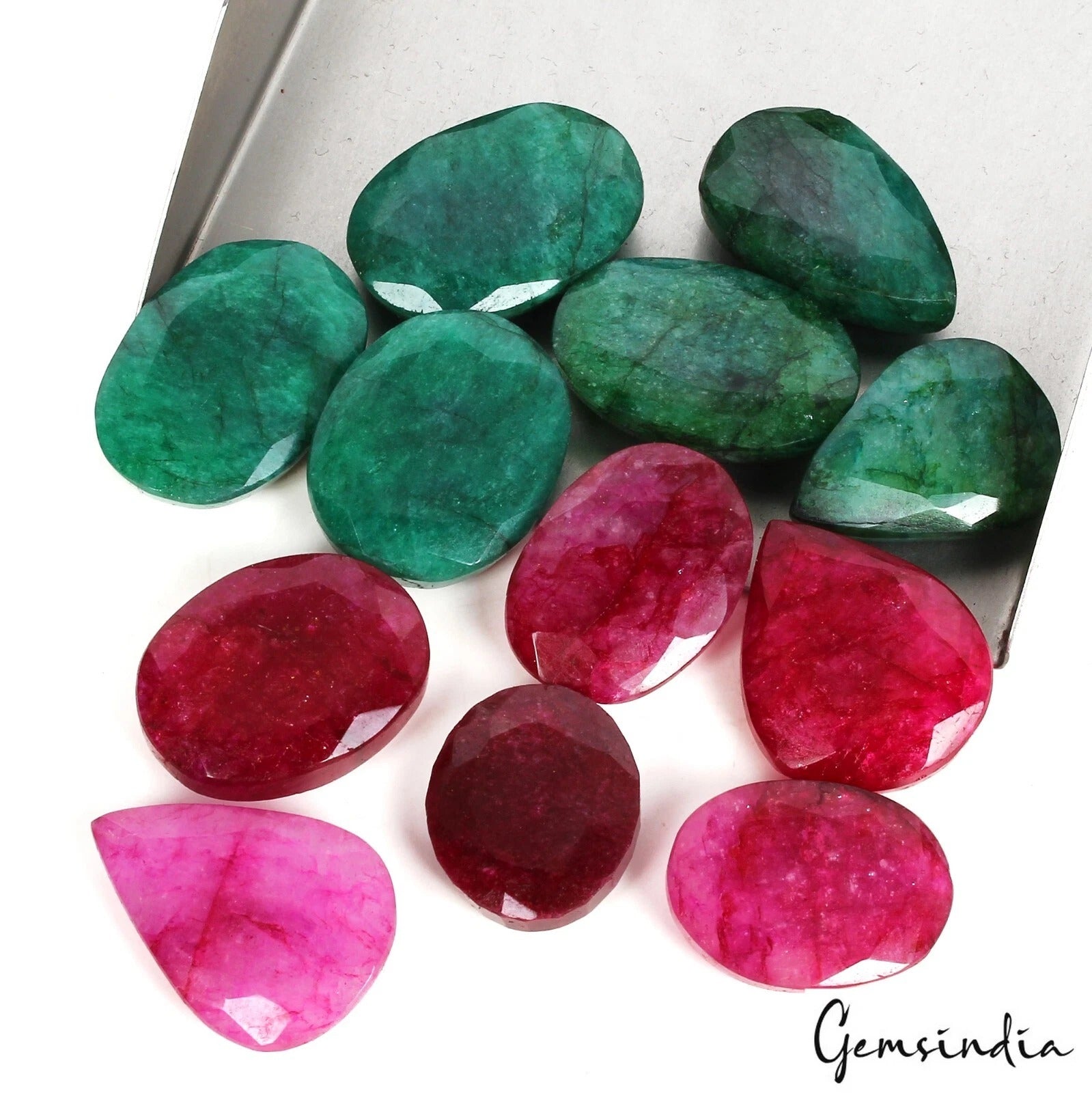 450 Ct/12 Pcs Natural Pink Beryl & Green Emerald Mix Cu Loose Wholesale Gems Lot