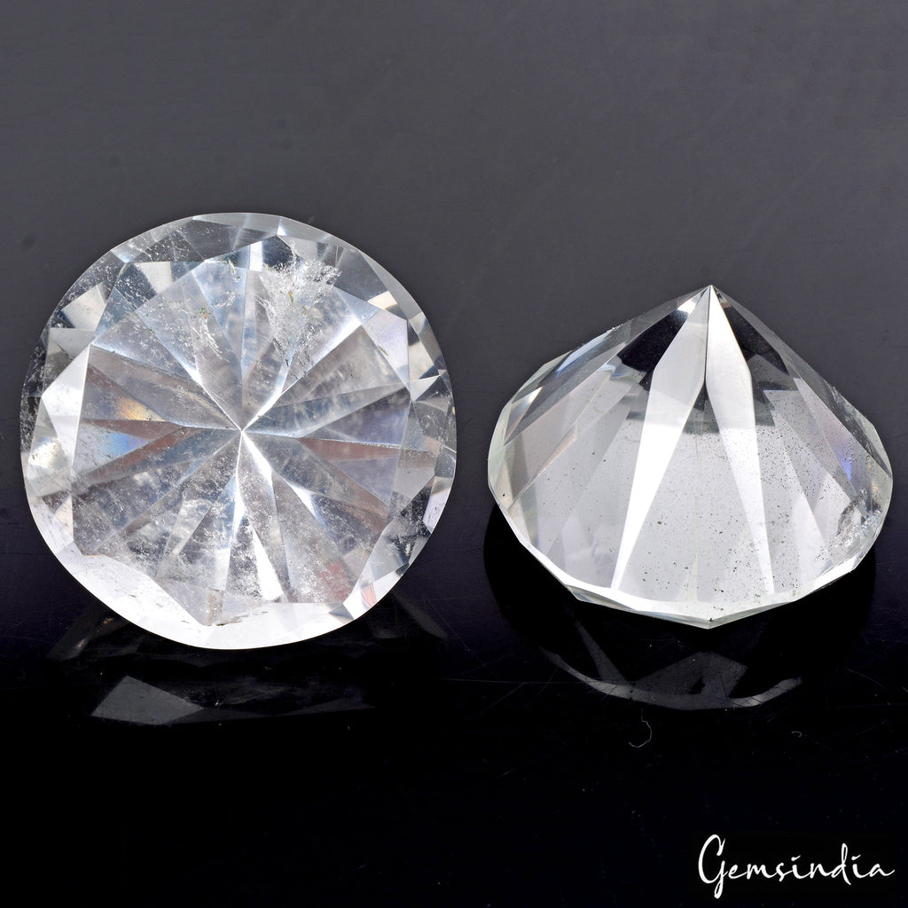 350 Cts Natural Brazilian Untreated White Quartz Round Diamond Cut Rare Huge Gem
