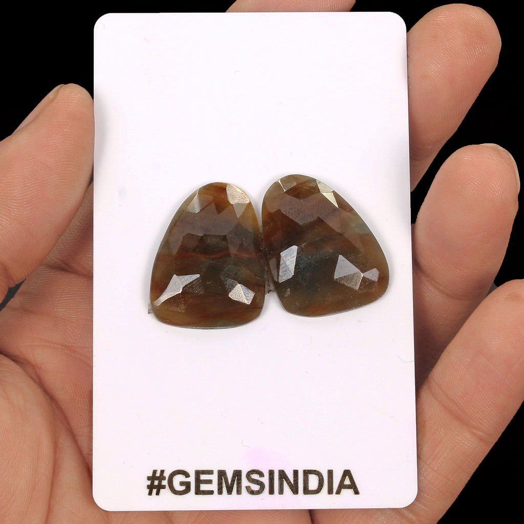 58.00 Ct Natural Brown Untreated Sapphire Fancy Checker Cut Loose Gemstone Pair
