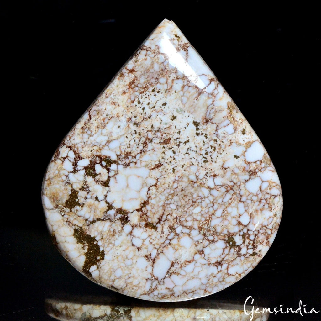 215 Ct Natural White Buffalo Turquoise Pear Cabochon Untreated Loose Gemstone