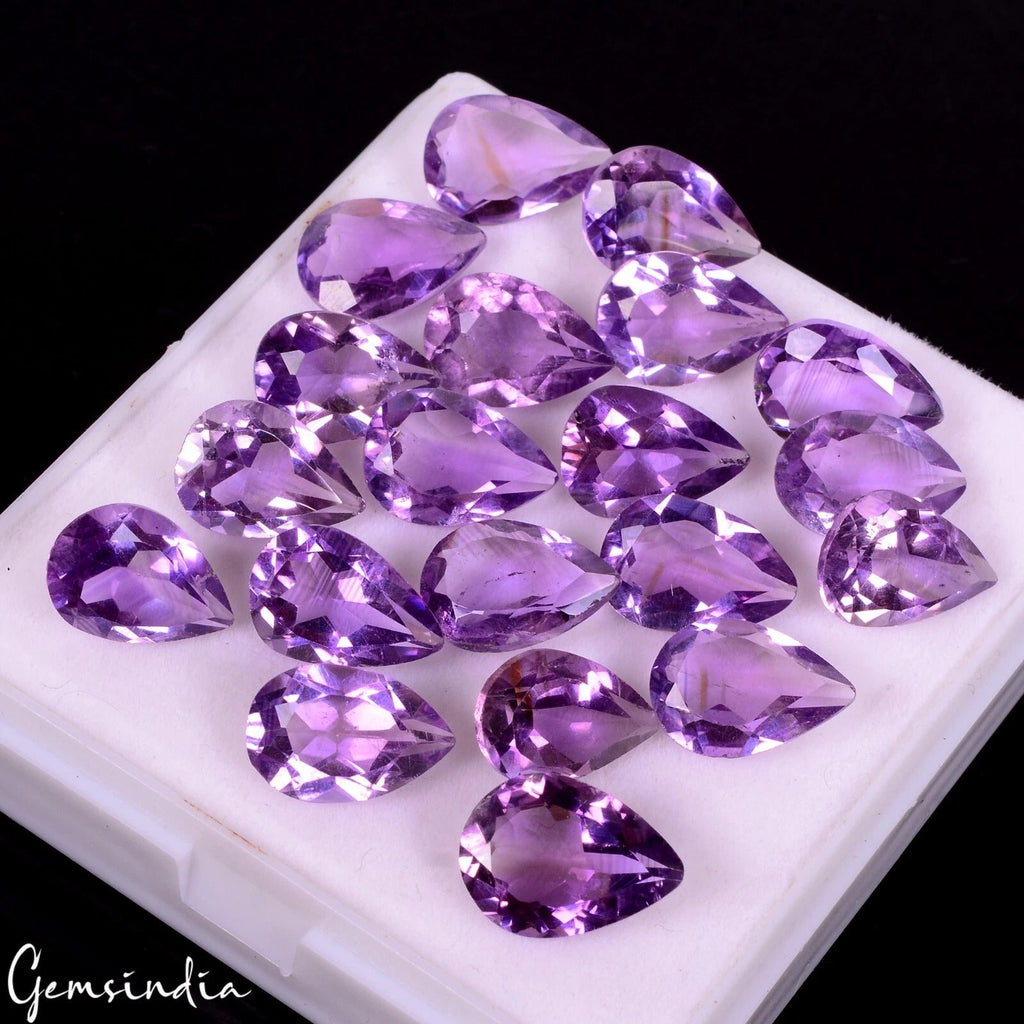 Certified 69 Cts/20 Pcs Natural Untreated Purple AMethyst Pear Calibrated Gems