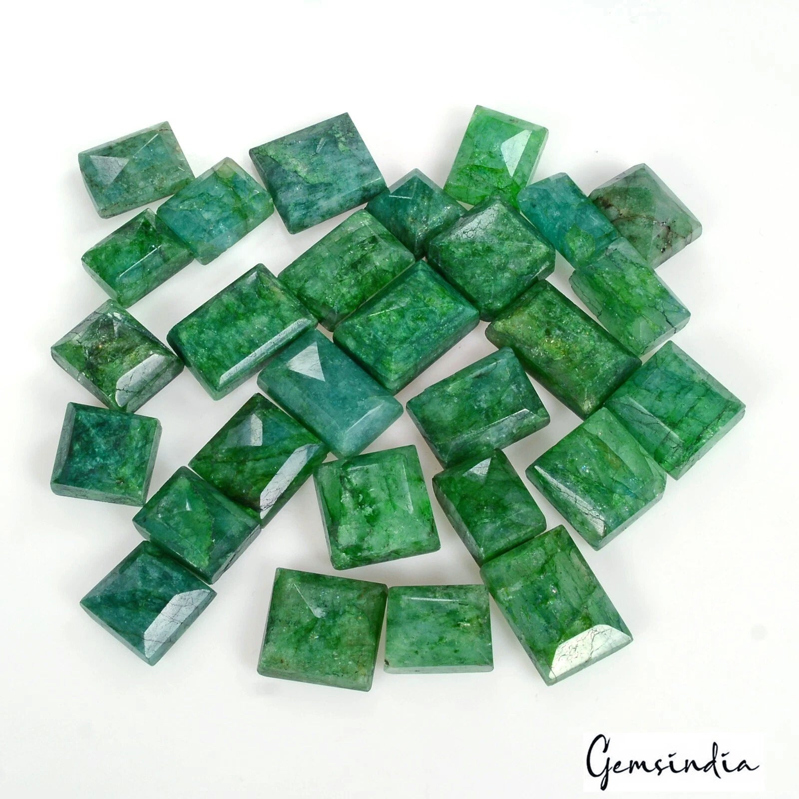 Emerald Lot, Loose Gemstone, Color Enhanced, Green — 28 Pieces, 11mm to 20mm, 370 Ct, Brazil