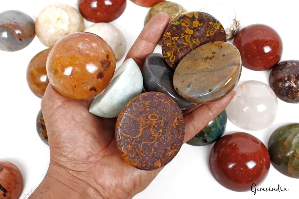 3 Kilo/26 Pcs Natural Untreated Hemispheres Crystal Healing Multi Wholesale Gems