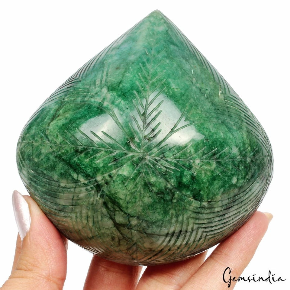 Emerald Carving, Pear Carved, Color Enhanced — 86x85x38 mm, 1720 Ct, Brazil