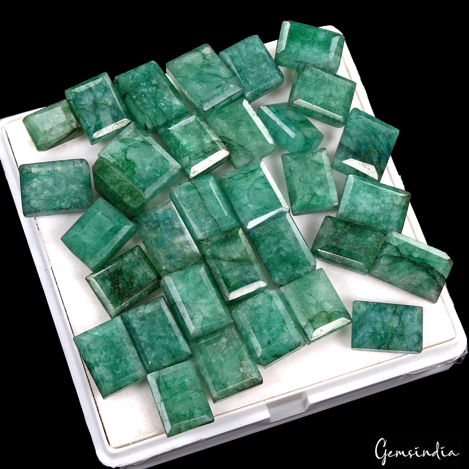 430 Ct Natural Green Brazilian Emerald Rectangular Cut Faceted Loose Gems Lot