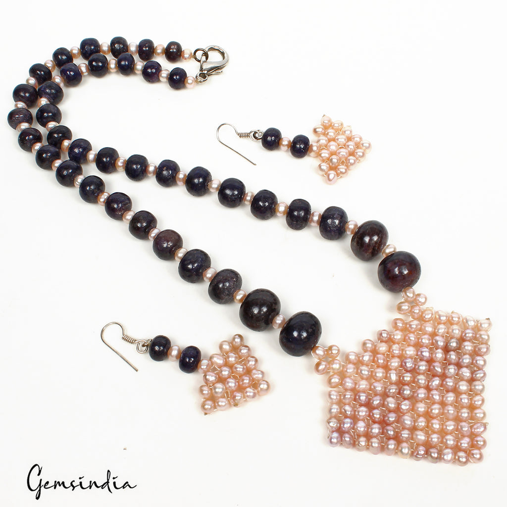 Blue Sapphire Necklace, Peach — 5mm to 15mm