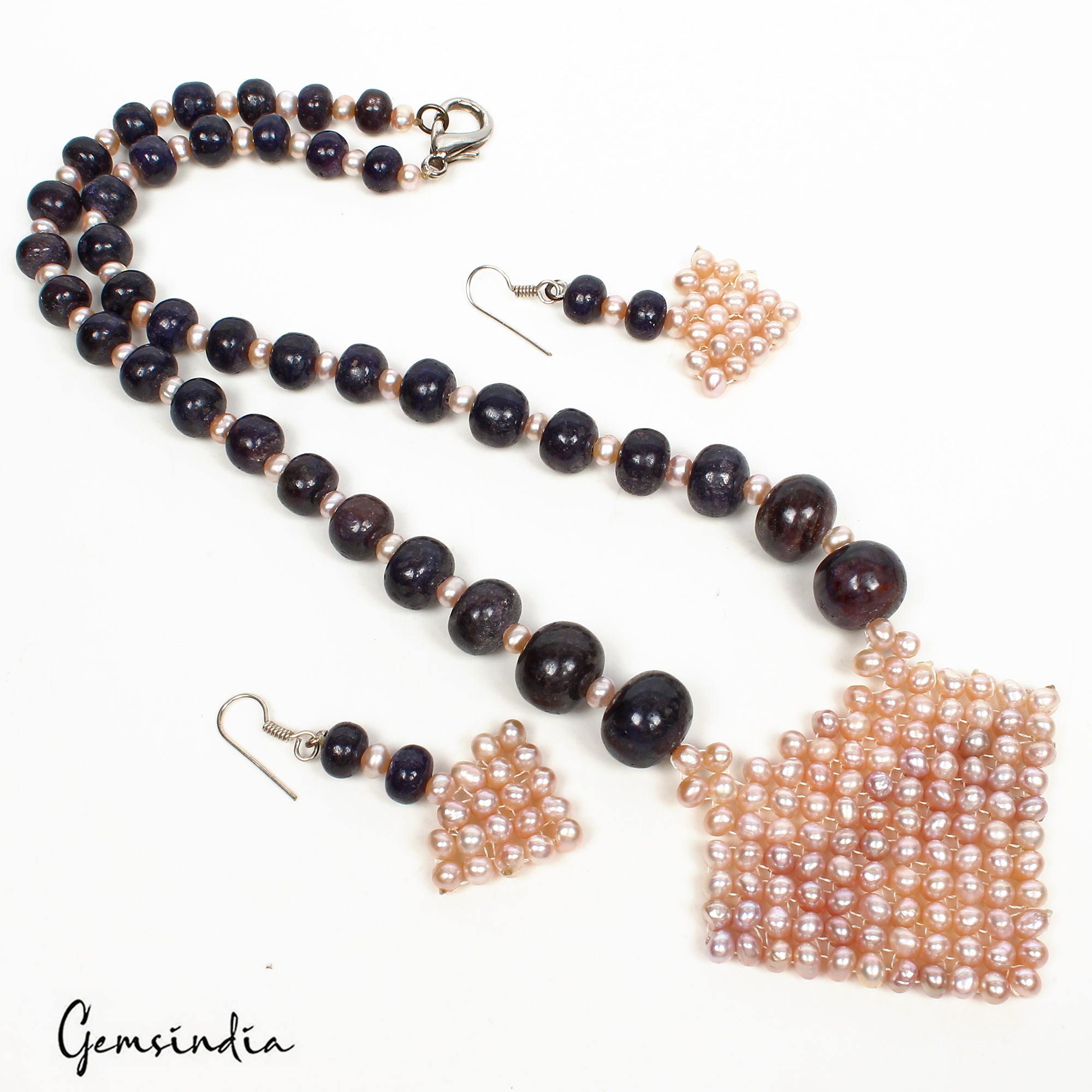 Blue Sapphire Necklace, Peach — 5mm to 15mm