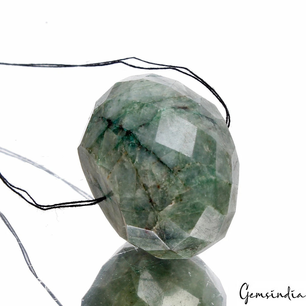 Emerald Beaded Strand, Color Enhanced, Green — 28x20mm, 123.10 Ct, Brazil