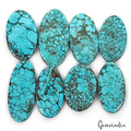 700 Cts/8 Pcs Natural Spiderweb Blue Turquoise Oval Cab Loose Gems For Pendants