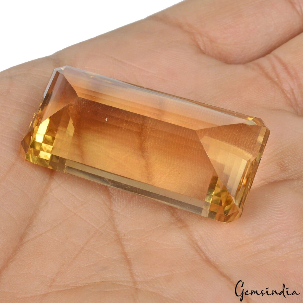 Citrine Octagon Cut Gemstone 121.10 Cts - 42x20mm Lustrous Precious Jewelry Gem