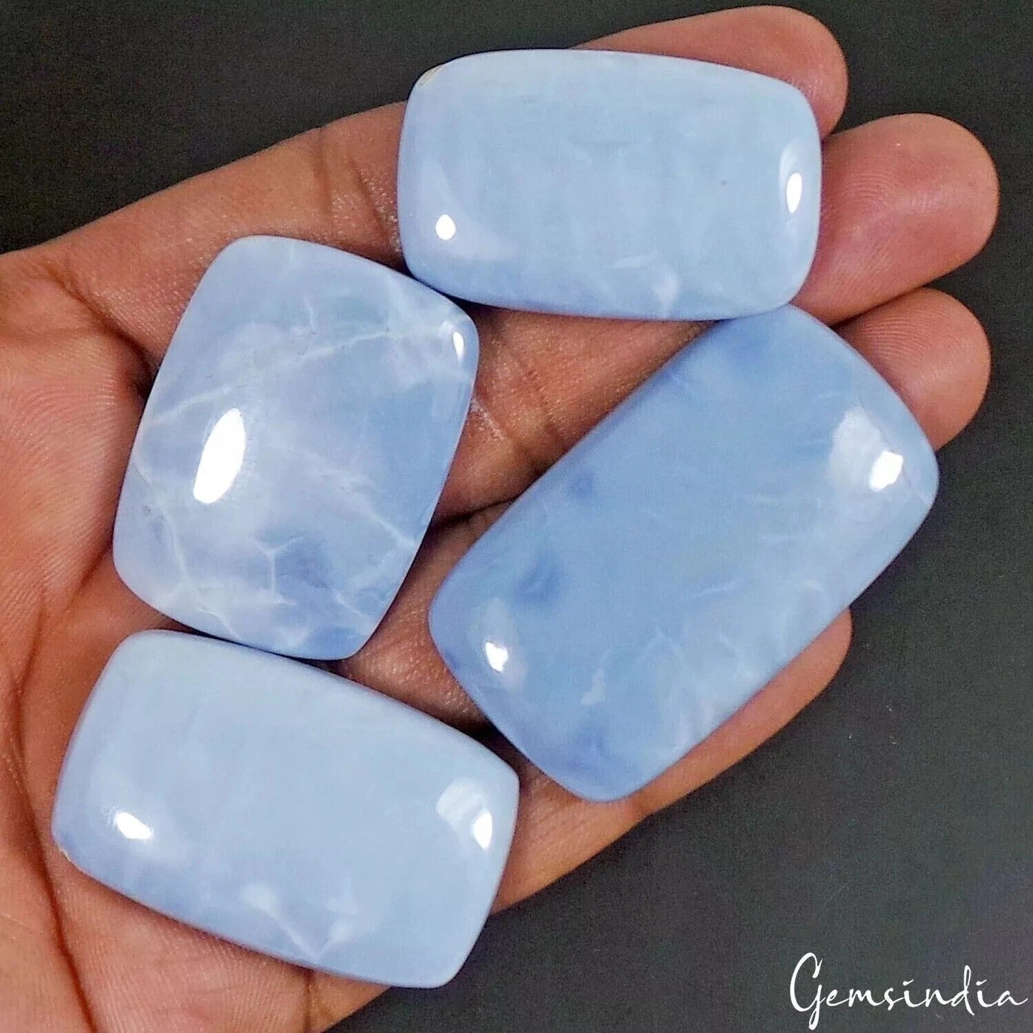 225 Cts/4 Pcs Natural Australian Blue Opal Cushion Cab Loose Wholesale Gems Lot