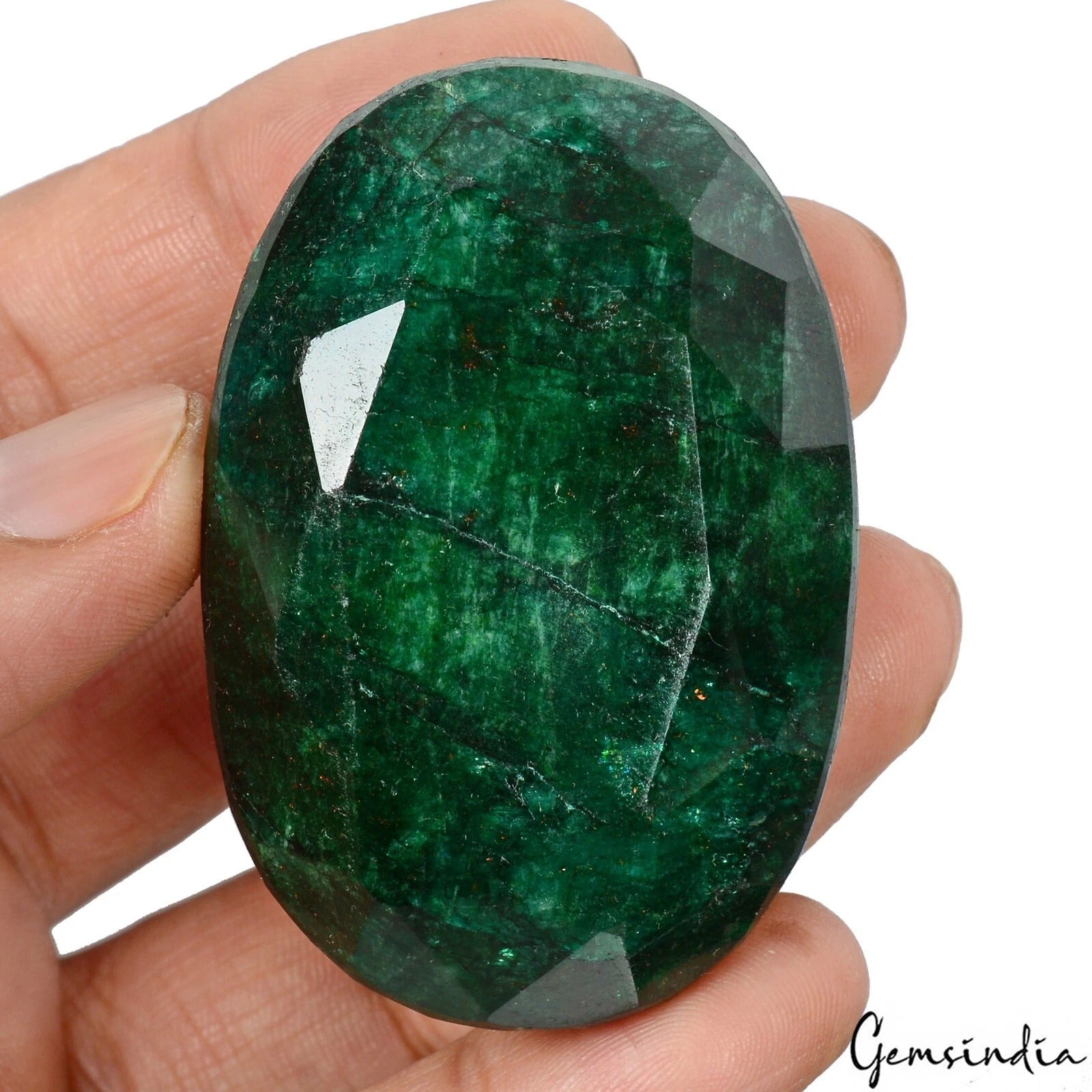 Certified 530 Cts Natural Dark Green Emerald Oval Faceted Earth Mined Loose Gem
