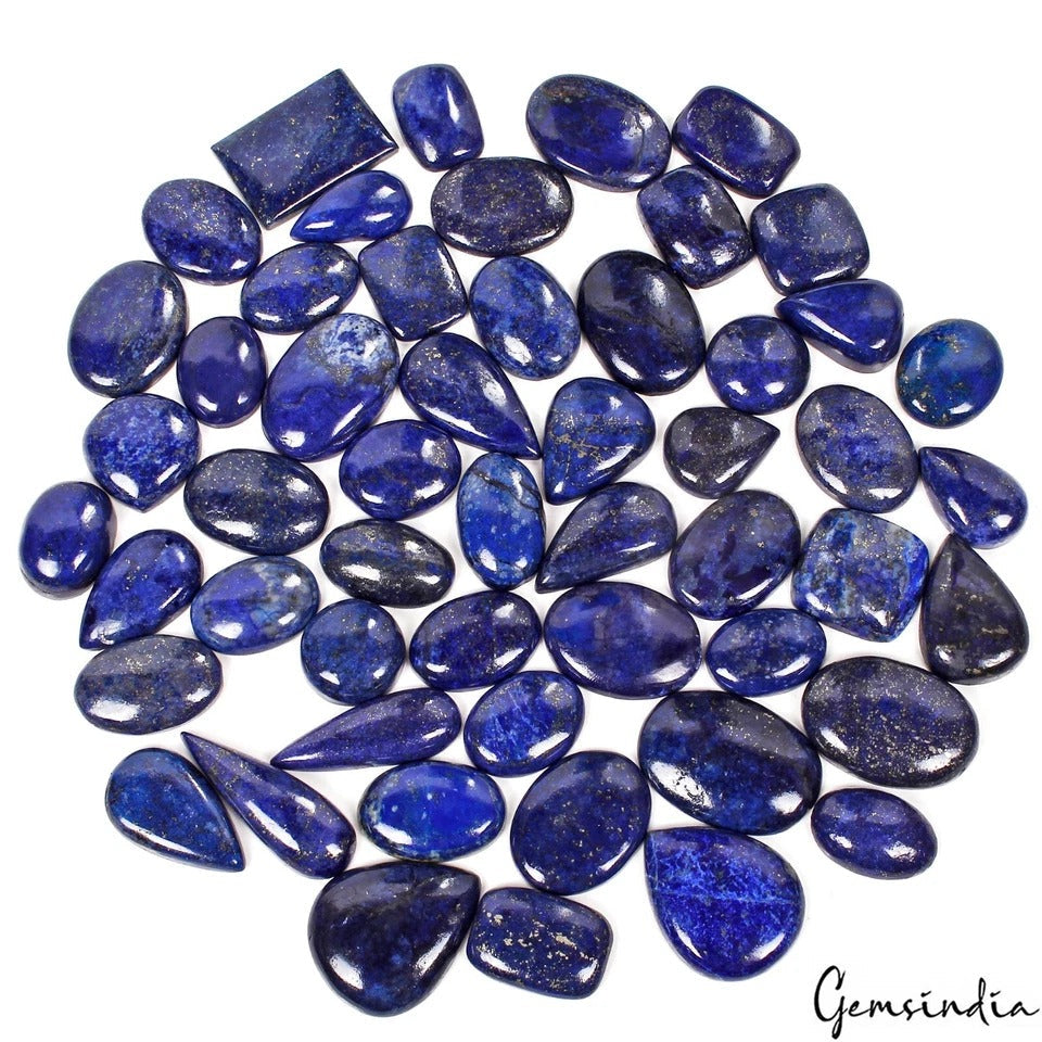 2000Ct/52 Pcs Natural Blue Gold Pyrite Lapis Lazuli Mix Cab Loose Gems For Jewel
