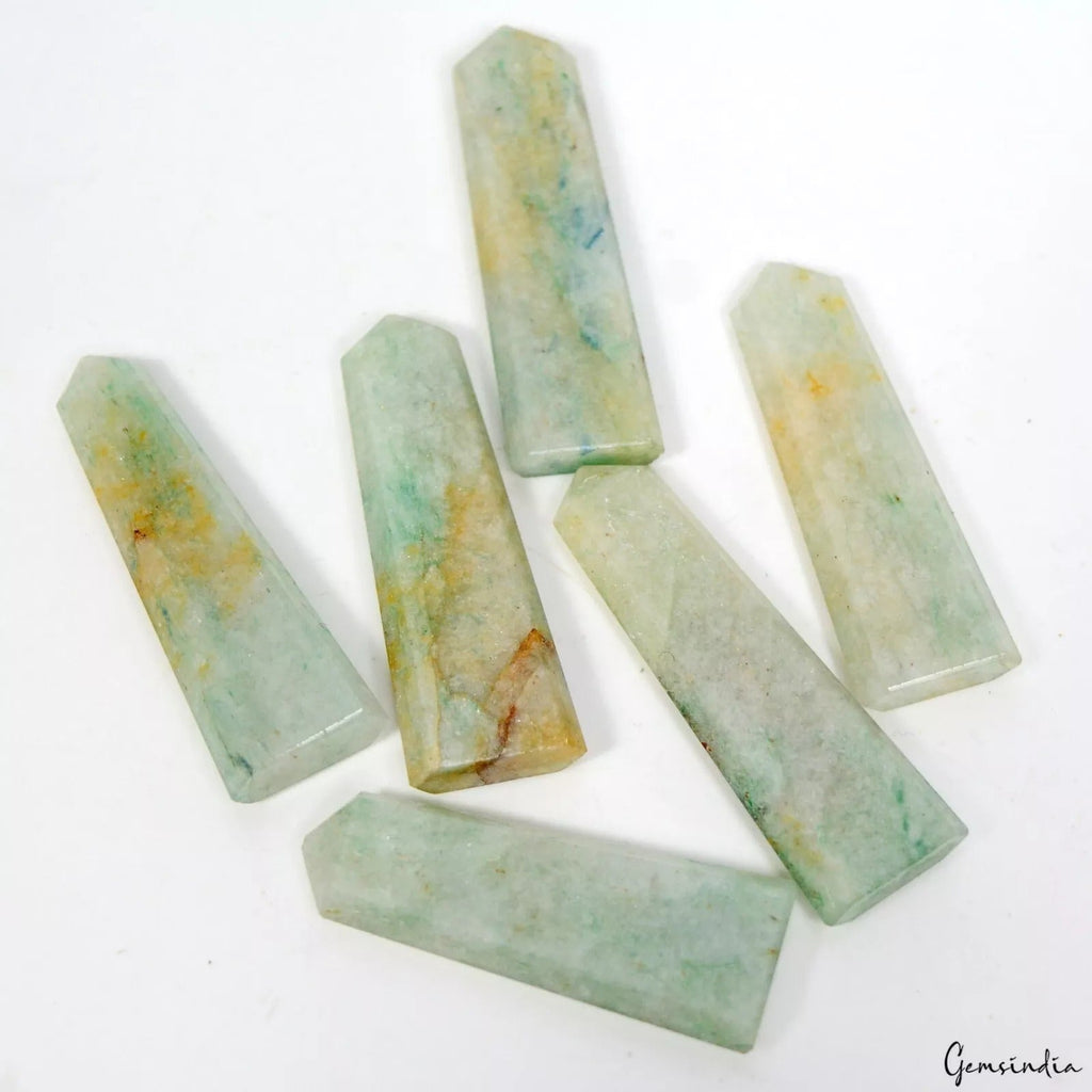 265 Cts/6 Pcs Natural Aventurine Obelisk Crystal Point Wand Tower Reiki Healing