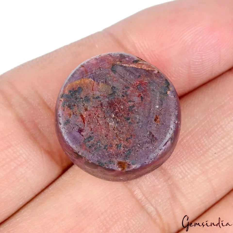 75.30 Ct Natural Untreated Violet Blue Star Ruby Uneven Round Cab Loose Gemstone
