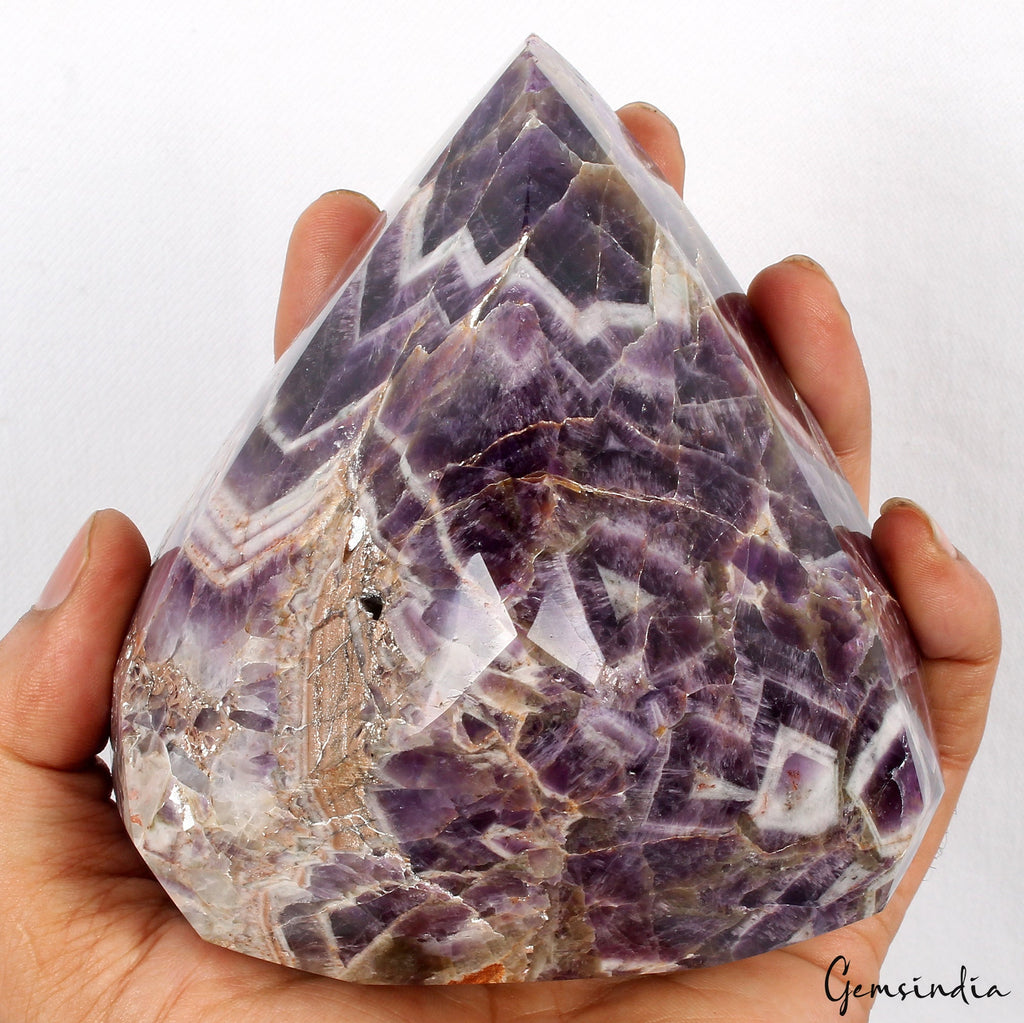 Earth-mined 5000 Ct Natural Untreated Chevron Amethyst Huge Pear Cut Gemstone