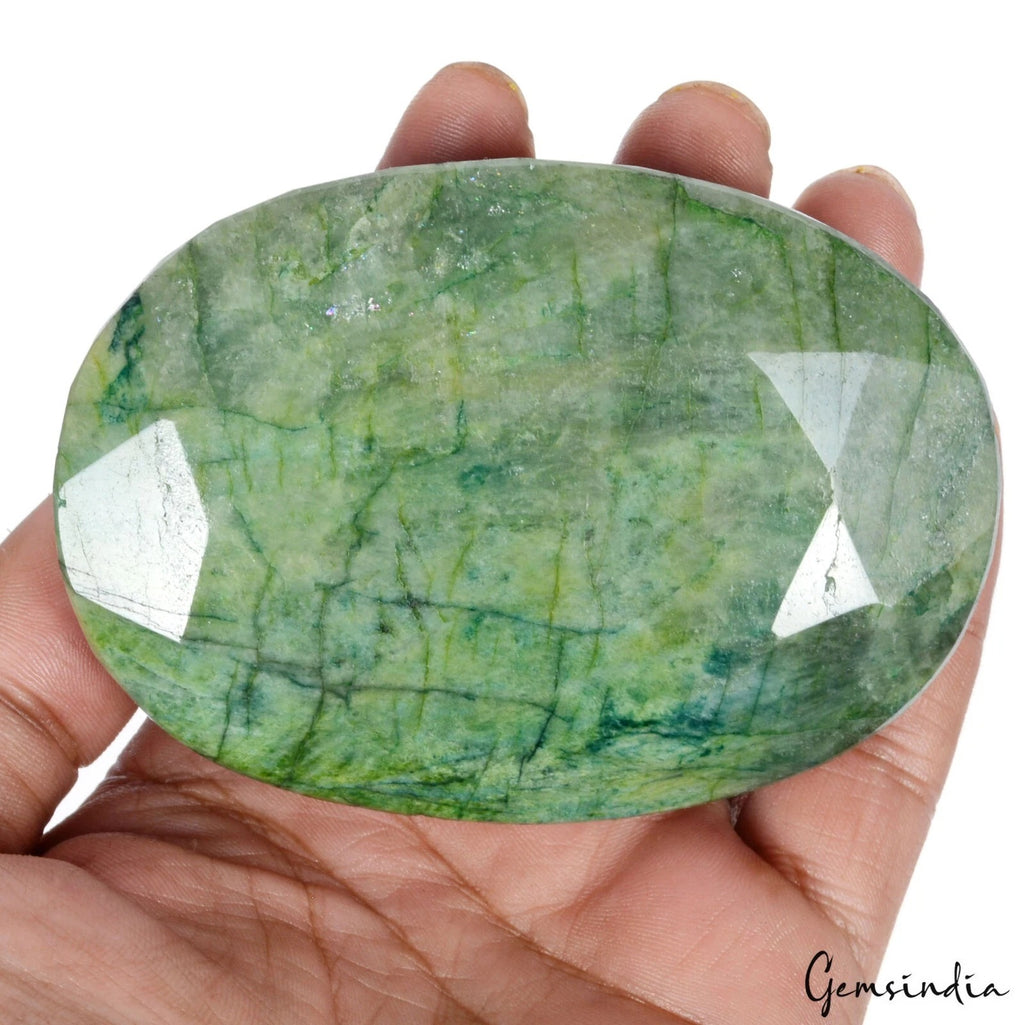 Emerald Loose Gemstone, Color Enhanced, Green — 93x66x35 mm, 1690 Ct, Brazil