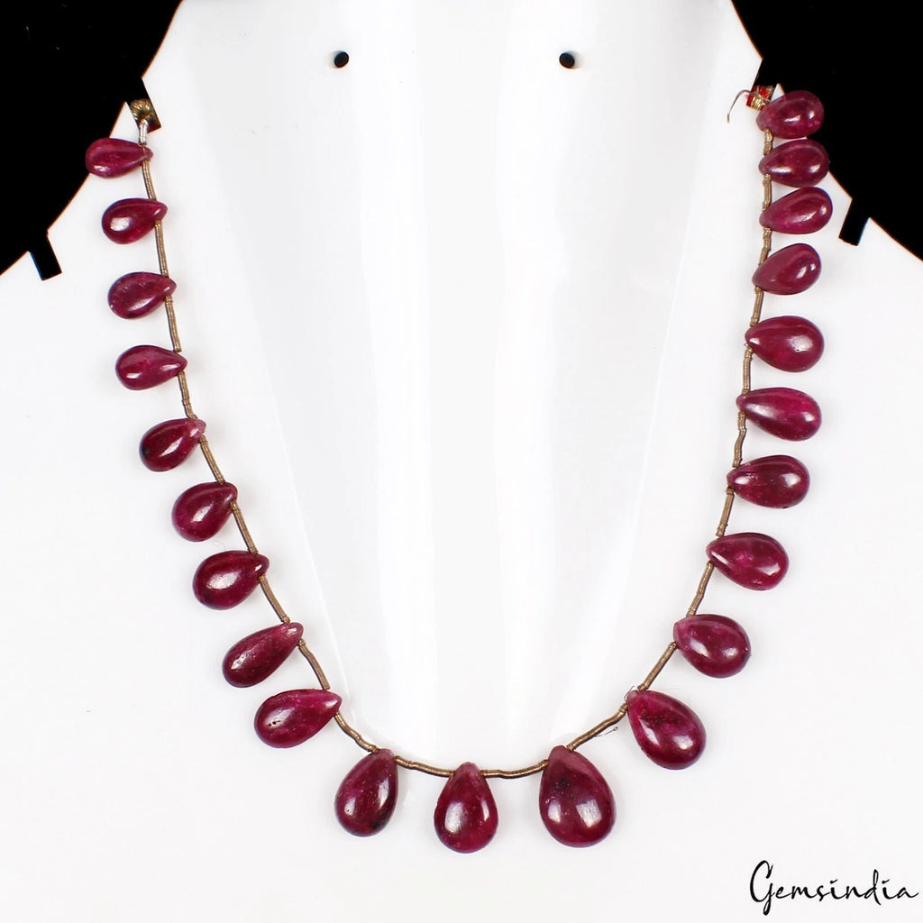 Ruby Beaded Strand, Red — 9mm to 14mm, 98.40 Ct, Madagascar