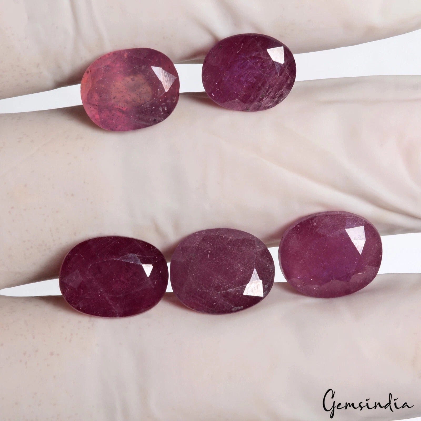 Certified 37.60 Cts/5 Pcs Natural Mozambique Red Ruby Oval Faceted Loose Gem Lot