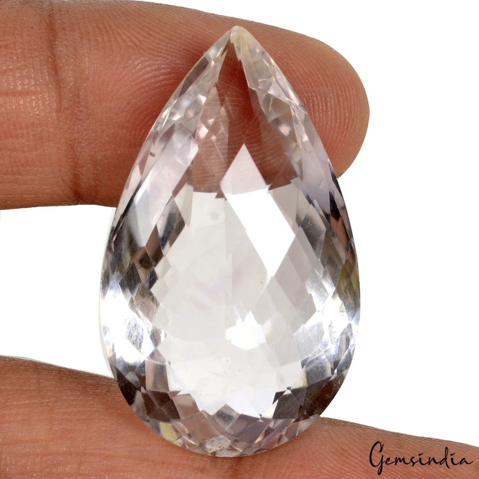 Amethyst Loose Gemstone, Pear Checker Cut, Untreated — 35x21x12 mm, 53.40 Ct