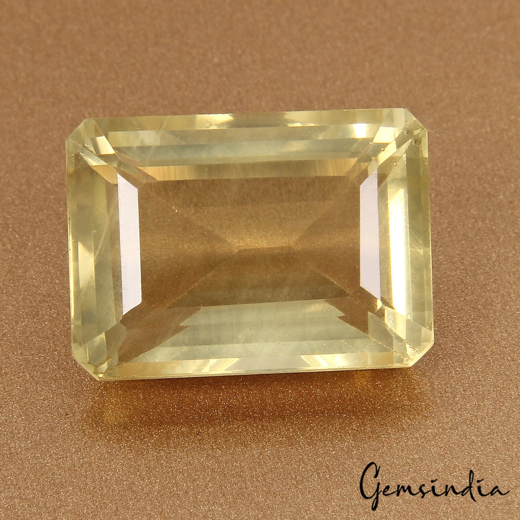 28 Cts Natural Untreated Brazilian Lemon Citrine Octagon Cut Loose Gem For Ring