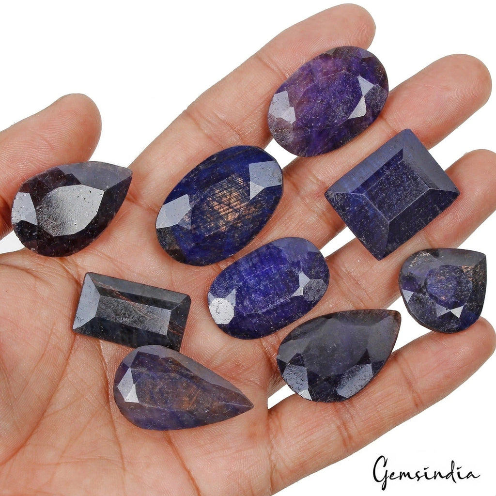 600 Cts/9 Pcs Natural Blue Sapphire Mix Cut 24 To 34nn Loose Wholesale Gems Lot