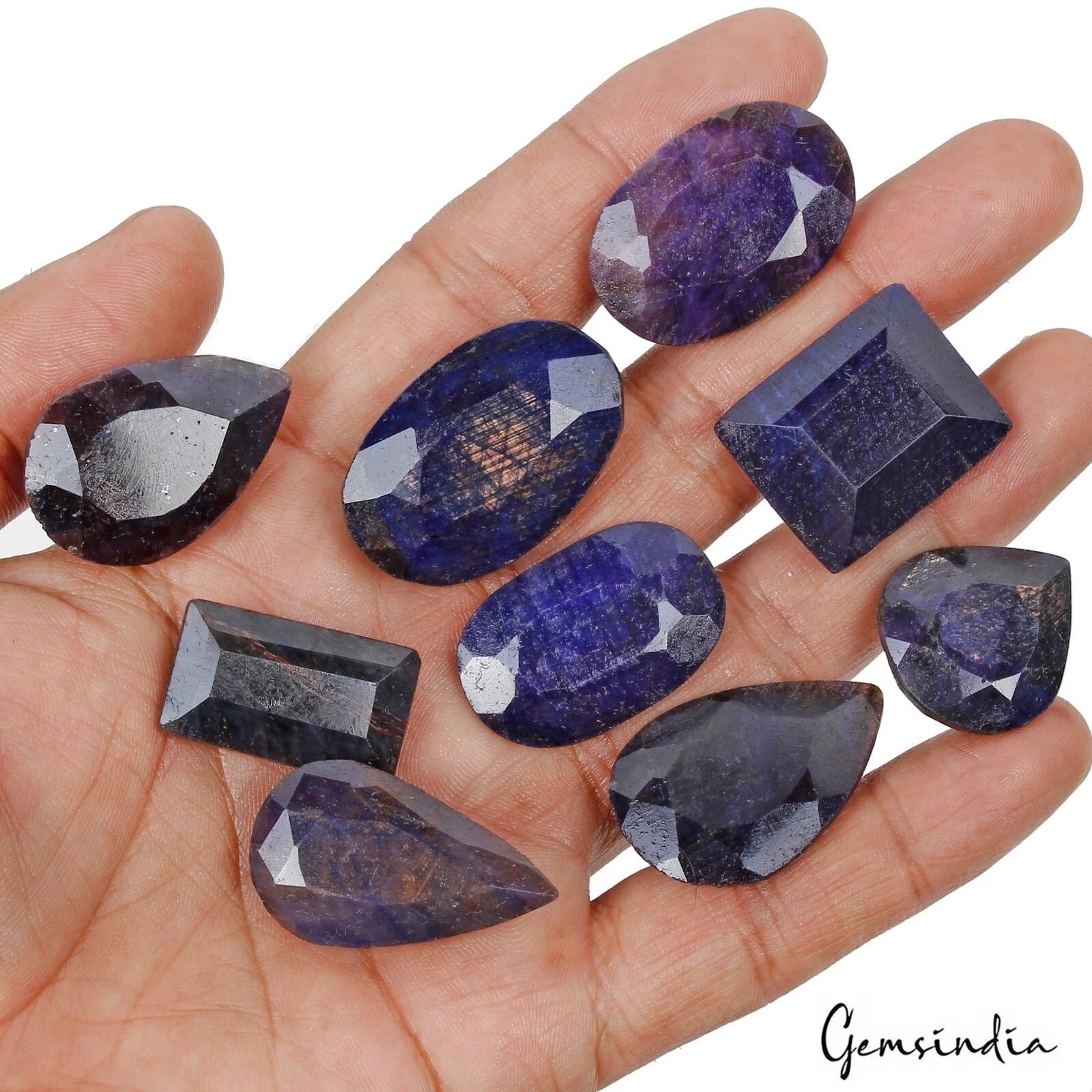 600 Cts/9 Pcs Natural Blue Sapphire Mix Cut 24 To 34nn Loose Wholesale Gems Lot