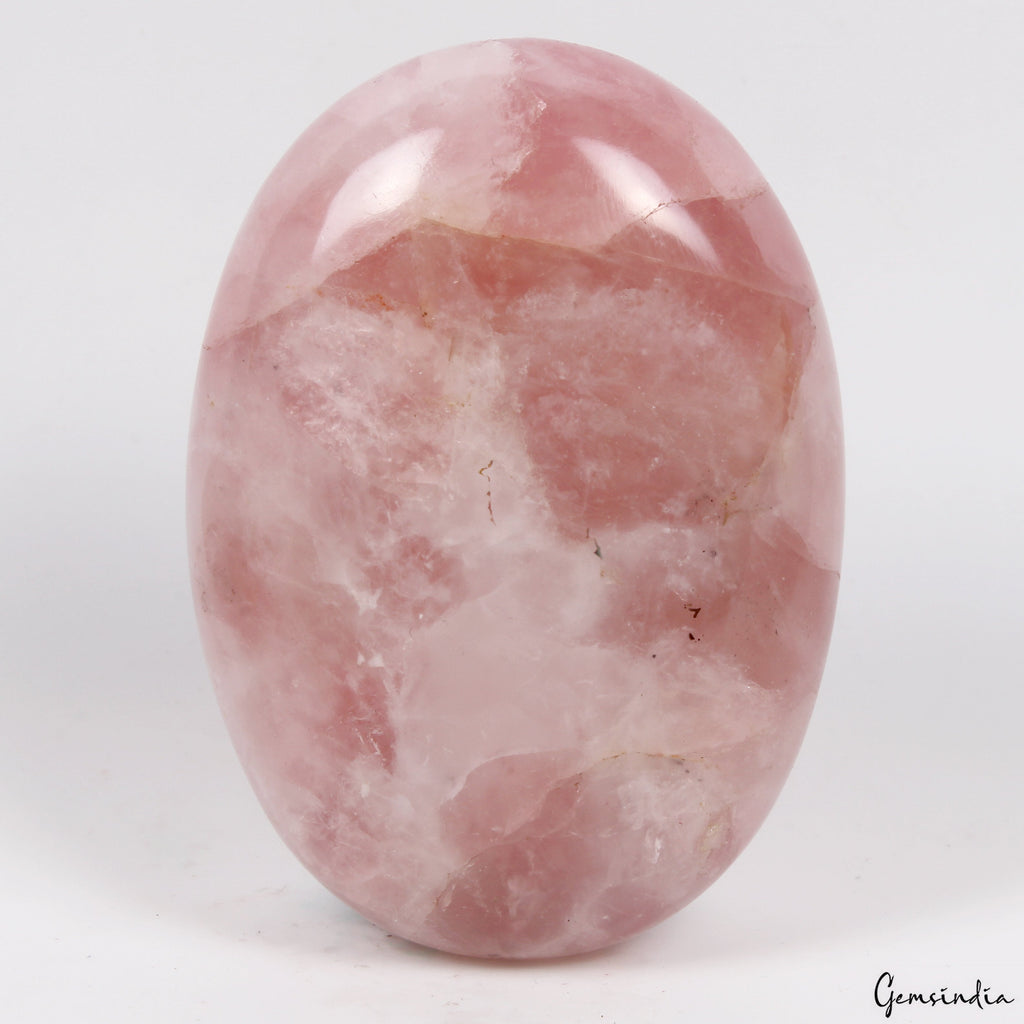 670 Ct Natural Rose Quartz Crystal Polished Palm Stone Decor Reiki Healing Gem