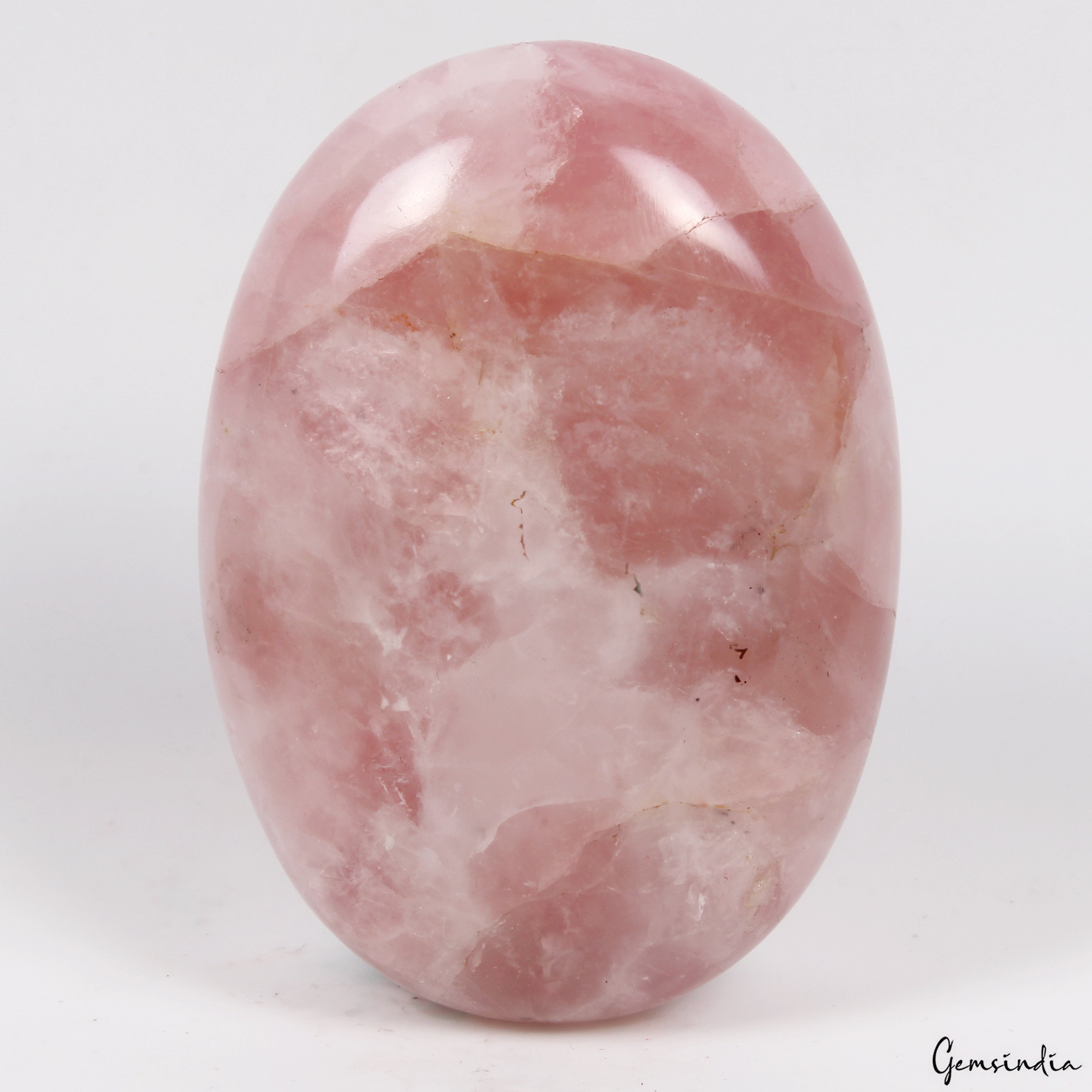 670 Ct Natural Rose Quartz Crystal Polished Palm Stone Decor Reiki Healing Gem