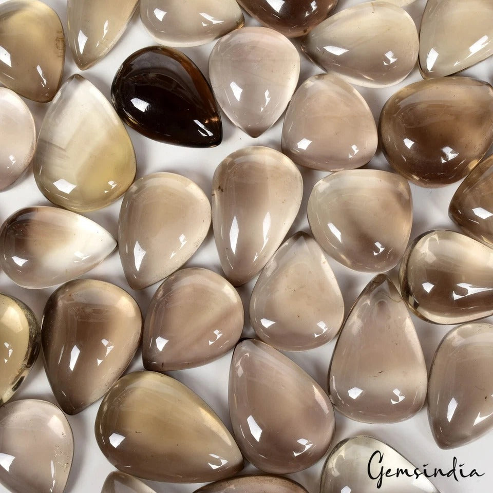 33 Pcs Natural Smoky Quartz Pear Cab Loose Jewelry Making Gemstones Lot 970 Ct