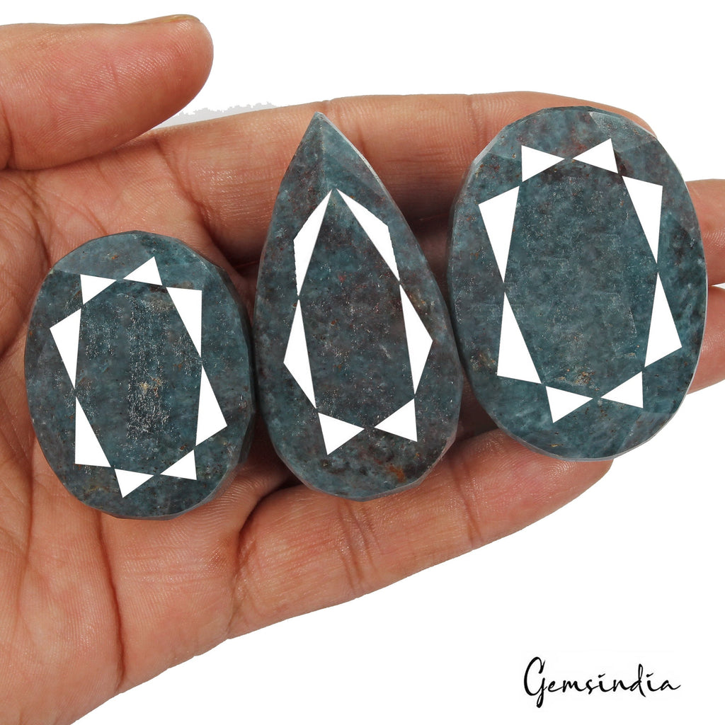 1330 Cts/3 Pcs Natural Untreated Blue Kyanite Mix Faceted Earth Mined Loose Gem